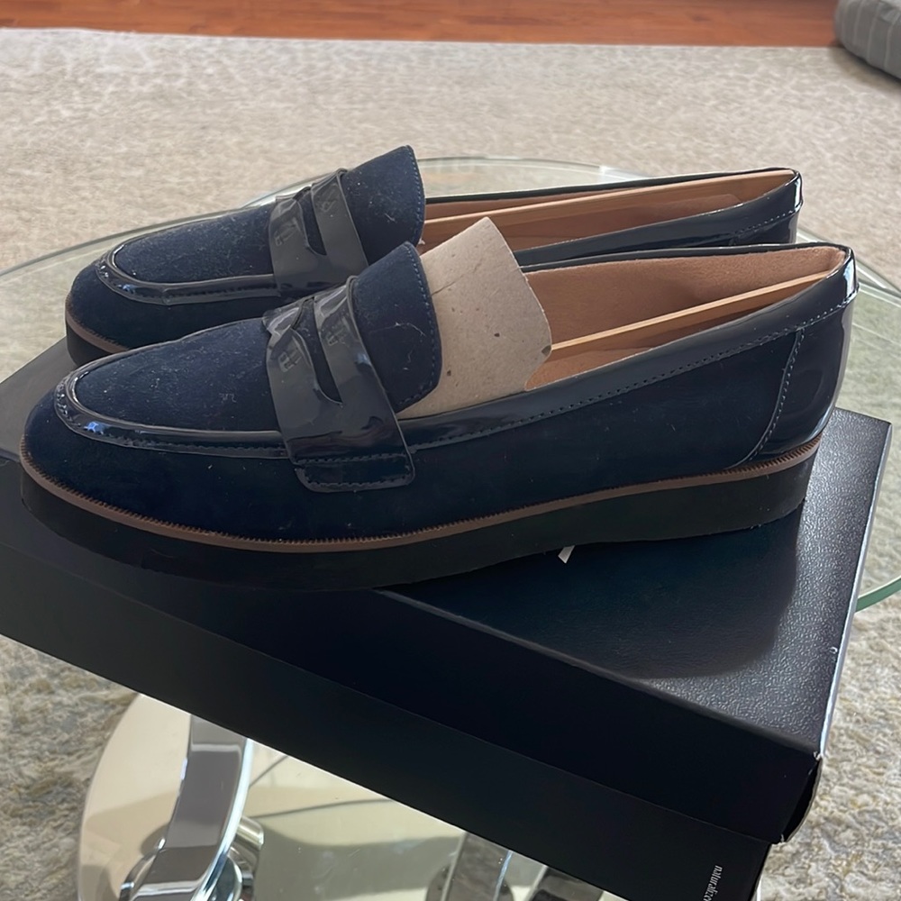 Naturalized Inky Navy Fabric Loafers shoe women size 10W